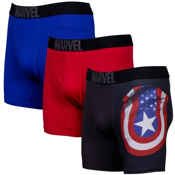 Marvel Other - marvel Captain America Performance Boxer Briefs 3 Pack Red Blue Avengers mCU